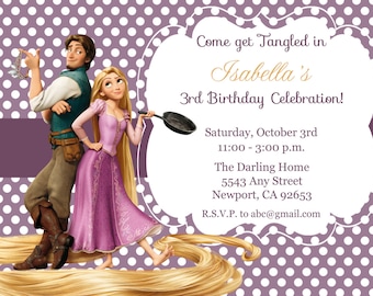 Tangled Invitation, Rapunzel Invitation, Disney Princess, Kid's Birthday Party Invite, Birthday Invitation