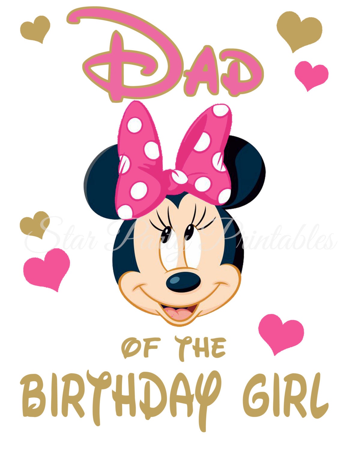 INSTANT DOWNLOAD Gold and Pink Glitter Mouse Daddy of the Birthday Girl  Printable Iron on Transfer / T-shirt / Family Shirts Item 2516 