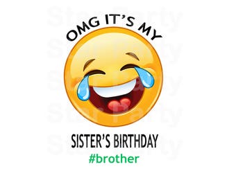 Instant Download, Emoji, Emoticon, Brother, Emoji Party, Emoji Birthday, T shirt Printable Iron On Transfer Sticker custom Birthday Shirt