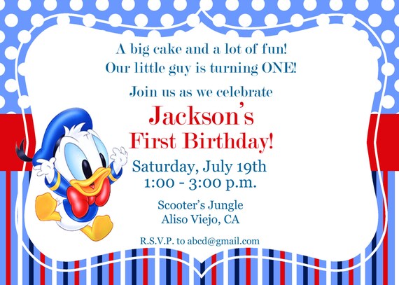 Donald Duck Baby Shower Invitations 8