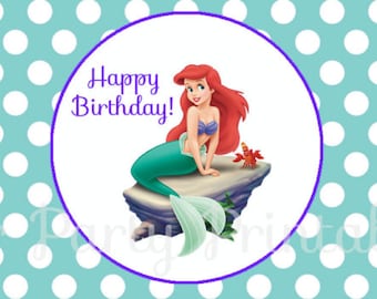 Instant Download Little Mermaid, Ariel, Water Bottle Labels sheet Kid's Birthday Party Invite Birthday Invitation