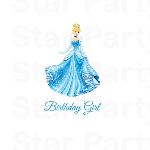 INSTANT DOWNLOAD Cinderella, Birthday Girl, Digital Image for T shirt, Printable Iron On Transfer, Birthday Shirt