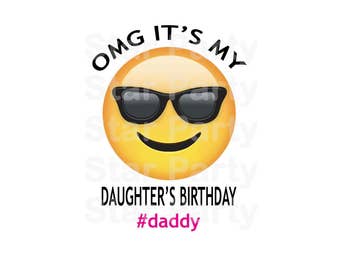 Daddy Emoji, Emoticon, Emoji Party, Emoji Birthday, T shirt Printable Iron On Transfer Sticker custom Birthday Shirt