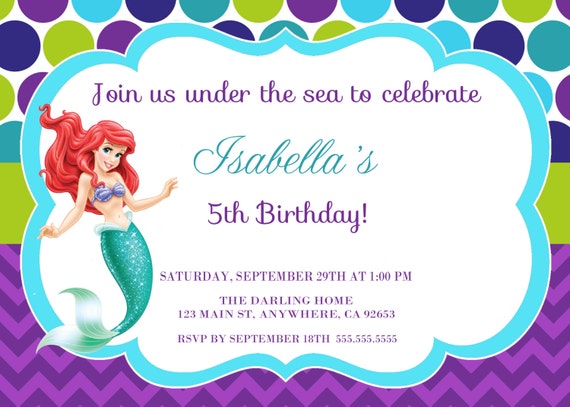 Maison Cartes De Voeux Papeterie Fete D Anniversaire Invitation Princesse Little Mermaid Ariel