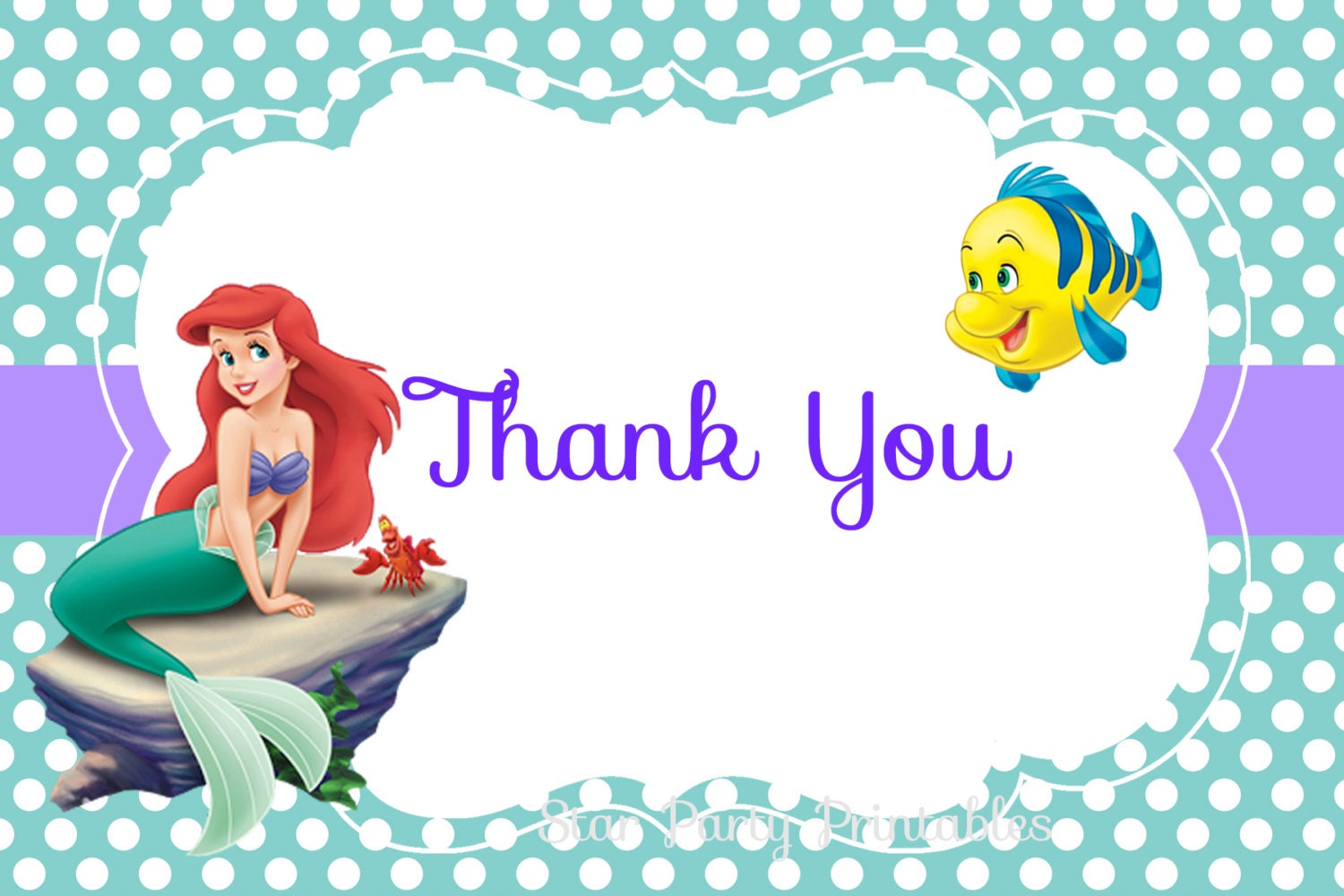 instant-download-the-little-mermaid-thank-you-card-ariel-etsy