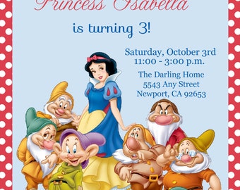 Snow White Invitation, Disney Princess, Kid's Birthday Party Invite, Birthday Invitation