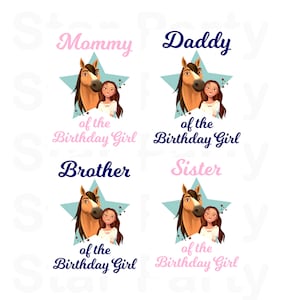 Family Digital Images, Mommy, Daddy, Sister, Brother, Horse, Printable for Iron On Transfer Sticker custom Birthday Shirt