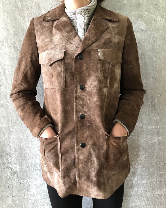 Vintage 70s 80s stone washed suede blazer jacket X
