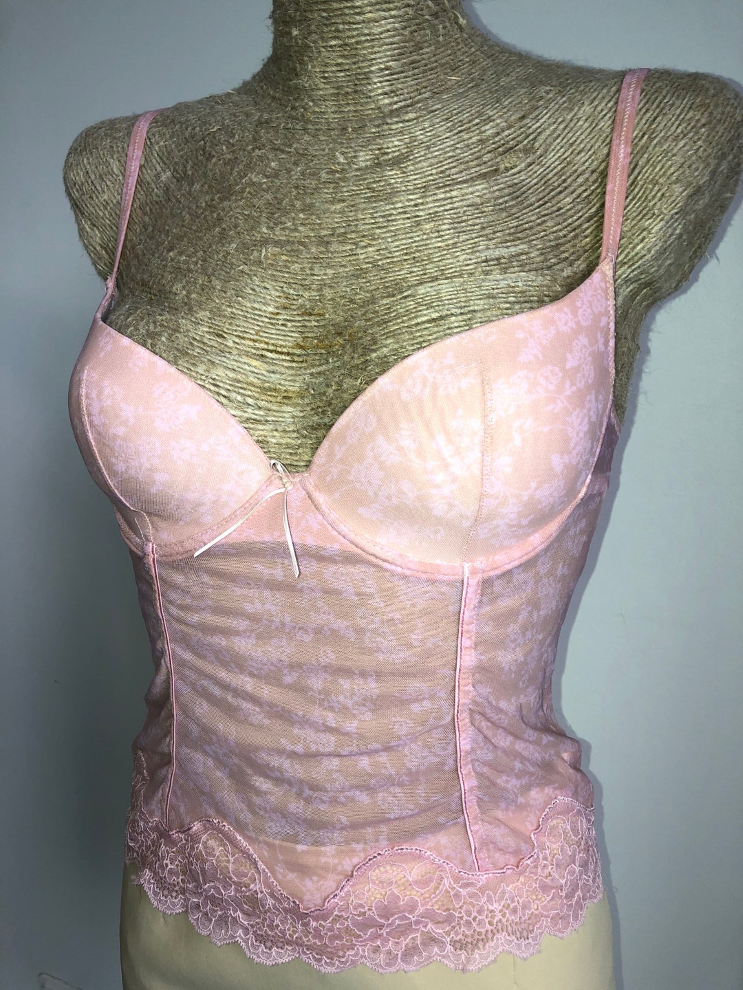 Pastel Pink Bustier Corset Top / Underwear Top Crop Top / Pastel Pink Camisole Bustier Top ...