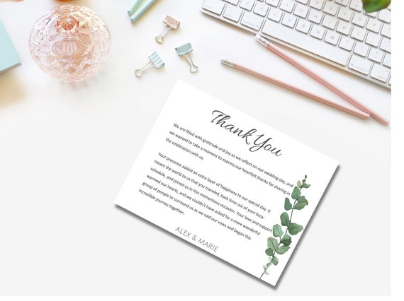 Thank You Card Template, Digital Download, Simple, Modern, 4.25 X.