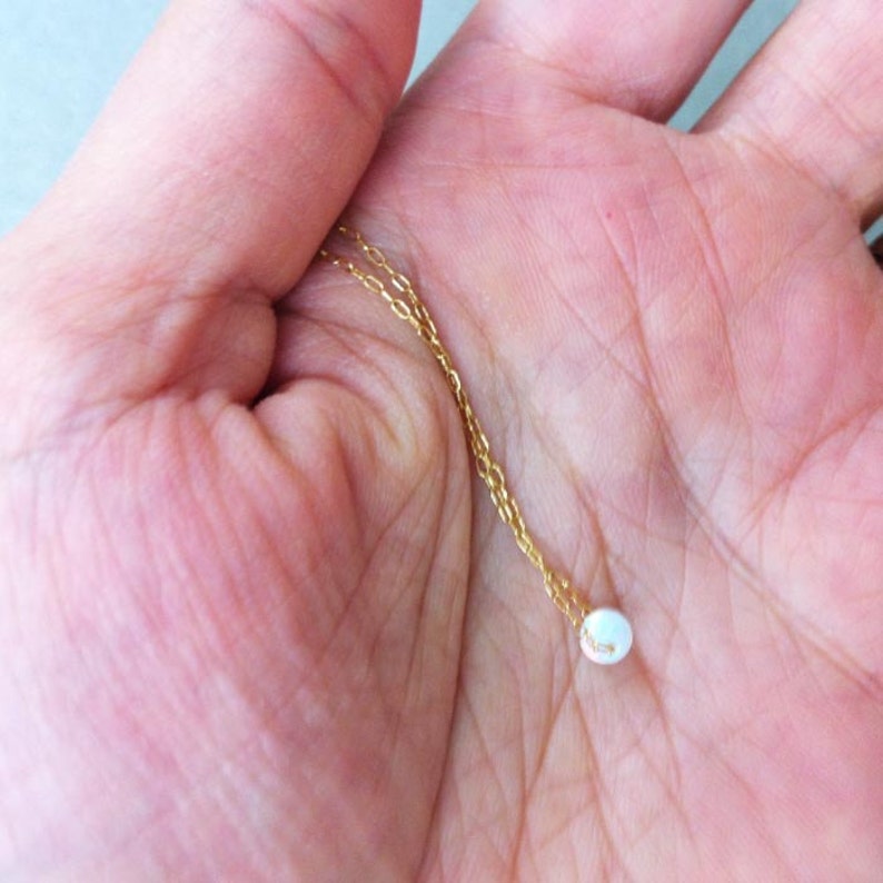 White Opal Necklace Small Opal Necklace Gold Filled | Etsy