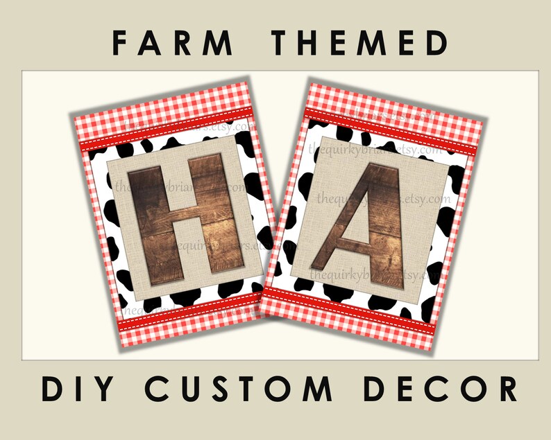Farm Barnyard Party Banner / Printable DIY Complete Alphabet | Etsy