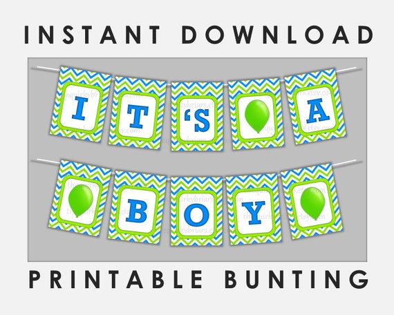 Blue And Eco-friendly Its A Boy Banner / Little one Shower Decor photograph relating to Free Printable Chevron Banner Minecraft referred to as Blue And Eco-friendly Its A Boy Banner / Boy or girl Shower Decor