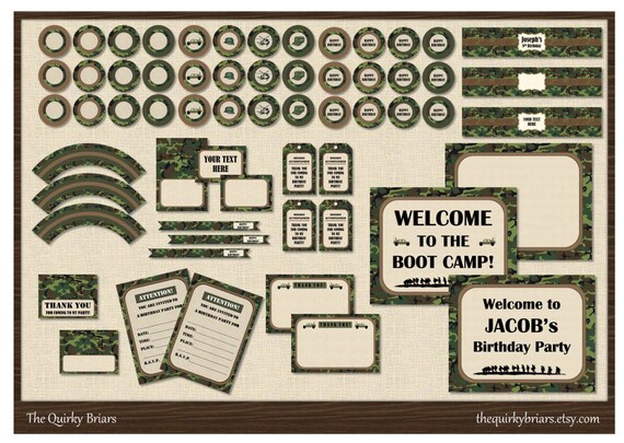 Army Party / Military Soldier Theme / Camouflage Print 