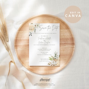 Islamic Wedding Invitation, Digital Download, Digital Muslim Wedding Invitation Template, Muslim Wedding Invitation Card, Spring Flower