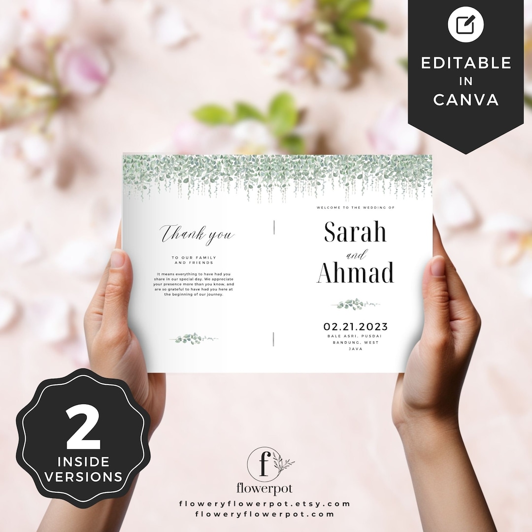 Islamic Wedding Program Template Foldable, Muslim Wedding Timeline ...