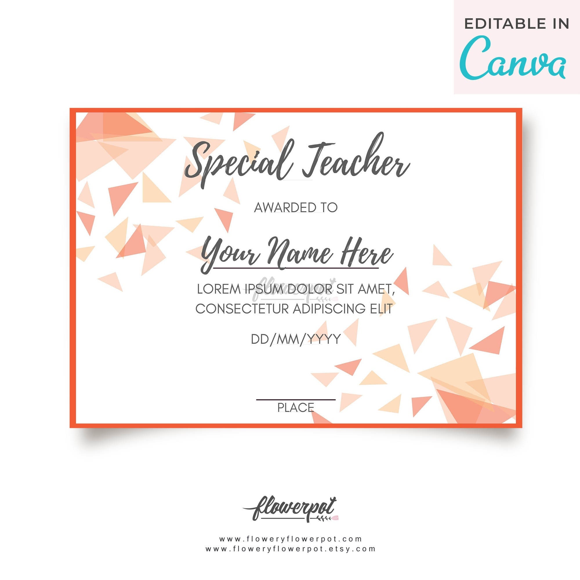 Best Teacher Certificate of Achievement Template Editable in Canva,  Printable Awards Certificate of Appreciation, Honor Award Certification Inside Farewell Certificate Template