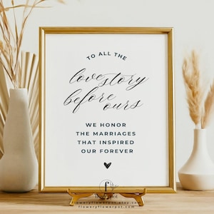 For All The Love Stories That Came Before Us, Generations of Love Table Sign, Wedding Reception Signage Canva, Family Table Sign Wedding