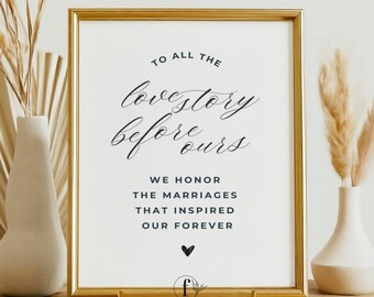 For All The Love Stories That Came Before Us, Generations of Love Table Sign, Wedding Reception Signage Canva, Family Table Sign Wedding