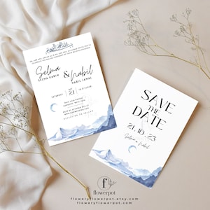 Digital Muslim Wedding Invitation Editable Printable Canva Template