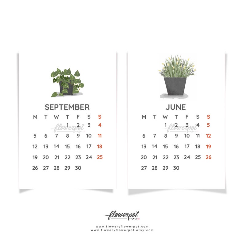 Printable Desk Calendar 2022 Plant Calendar Tropical Plants Etsy