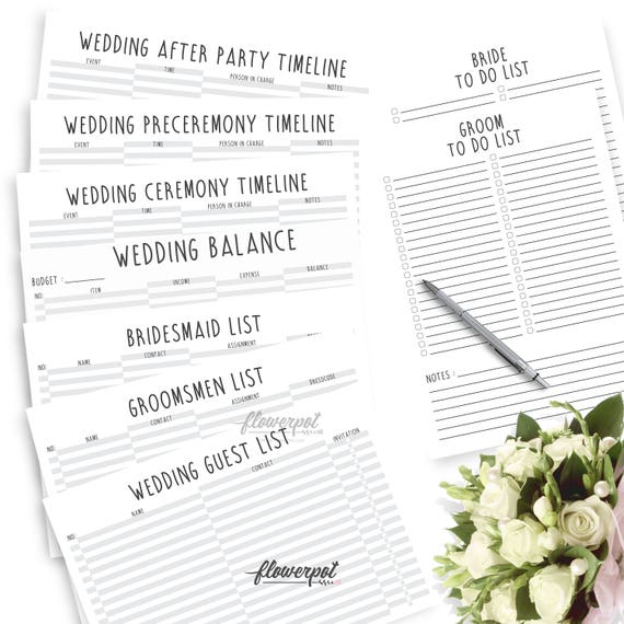 Printable Wedding Planner Minimalist Black White Wedding Etsy
