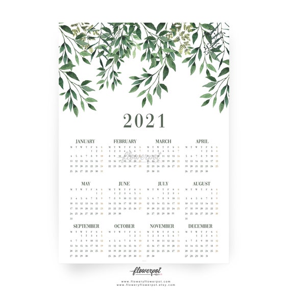 Leaf Plants Illustration Calendar 21 Printable Wall Etsy Leaf Plants Illustration Calendar 21 Printable Wall Etsy