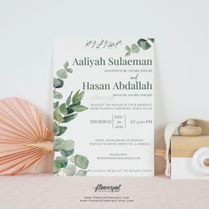 Digital Printable Muslim Wedding Invitation Template Editable with Canva