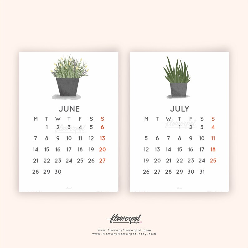 Tropical Plants Illustration Calendar 2021 Printable ...