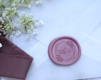 Modern Initial Wax Stamp / Geometric Design Wax Seal with Initials  / Wedding Stamp / Personalized monogram wax seal stamp / siegelstempel