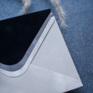 Black and Grey Velvet envelopes: Sample Pack of 3 / wedding envelope / C6 size/ 114x162mm / 4.5 x 6.4in / elegant envelope