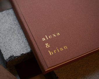 Guest book with gold or silver custom design // personalized wedding guest book // Timeless