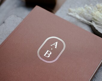 Guest book with gold or silver custom design // personalized wedding guest book // Nostalgia