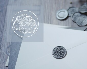 Peony // flower // wild flower // handmade wax seal stickers, Wedding self adhesive wax seal stickers in multiple colors,Wax Seal Stamp
