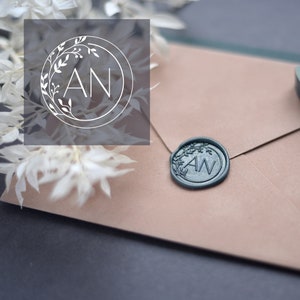 Personalized Wax Stamp / branch elements Wax Seal with Initials  / Wedding Stamp / Personalized monogram wax seal stamp /