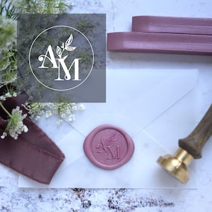 Elegant Initial Wax Stamp/ Personalized Wax Seal with Initials  / Wedding Stamp / Personalized monogram wax seal stamp