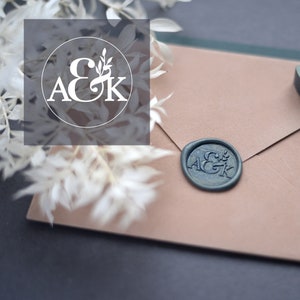 Classic Initial Wax Stamp / minimalistic design Wax Seal with Initials  / Wedding Stamp / Personalized monogram wax seal stamp /
