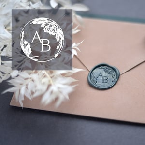 Romantic Initial Wax Stamp / floral design Wax Seal with Initials  / Wedding Stamp / Personalized monogram wax seal stamp /