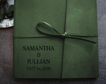 Personalized Leather Wedding Guest Book, Laser Engraved