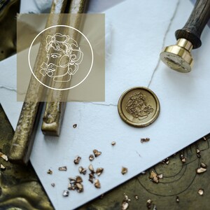 Minimalist Face // handmade wax seal stickers,  self adhesive wax seal stickers