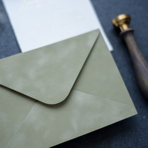 Light Olive Velvet envelope/ wedding envelope  C6 size/ 114x162mm / 4.5 x 6.4in / OR 190x135mm / 7.7x5.3in elegant gift envelope