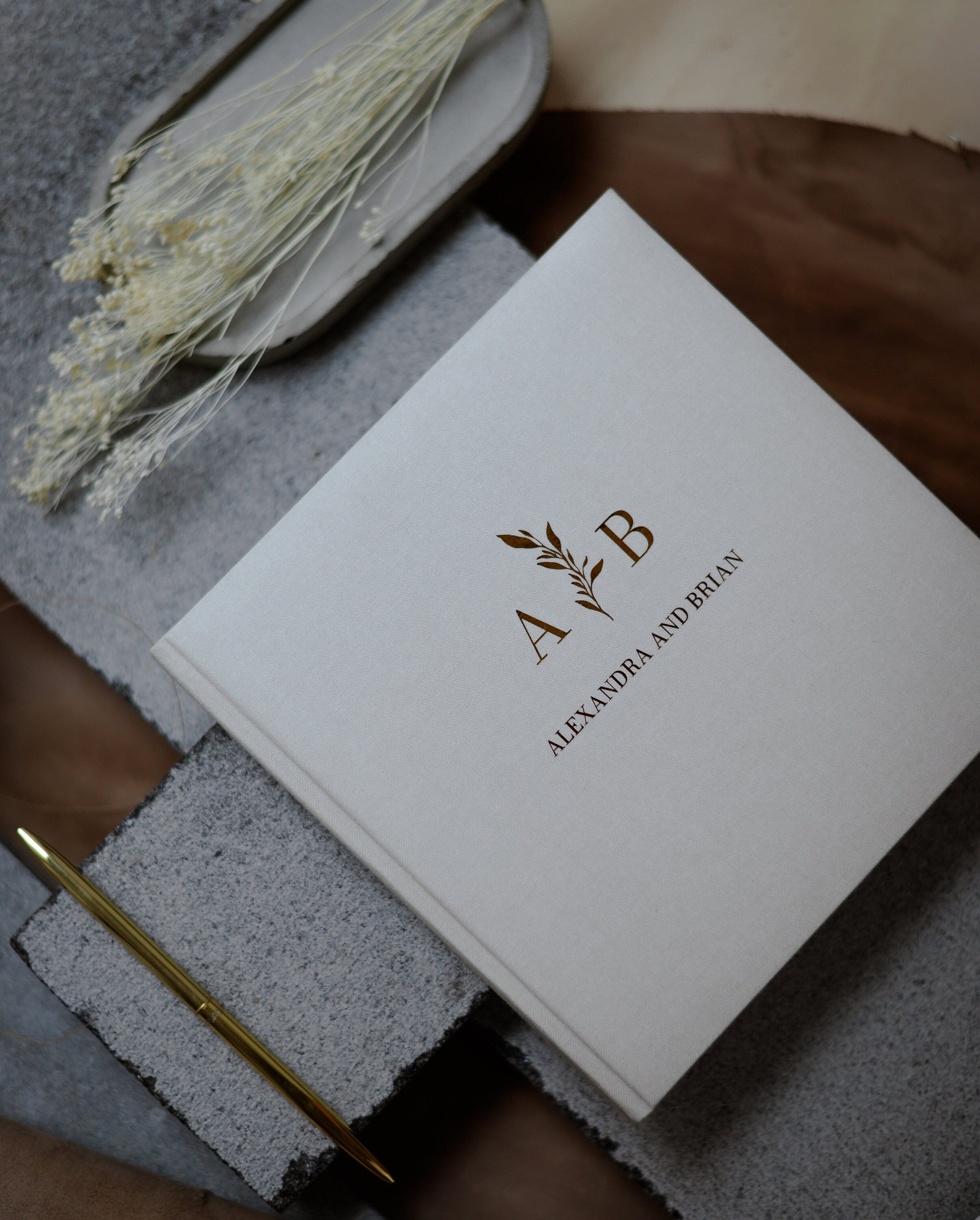 Guest book with gold or silver custom design // personalized wedding guest book // Harmony Full