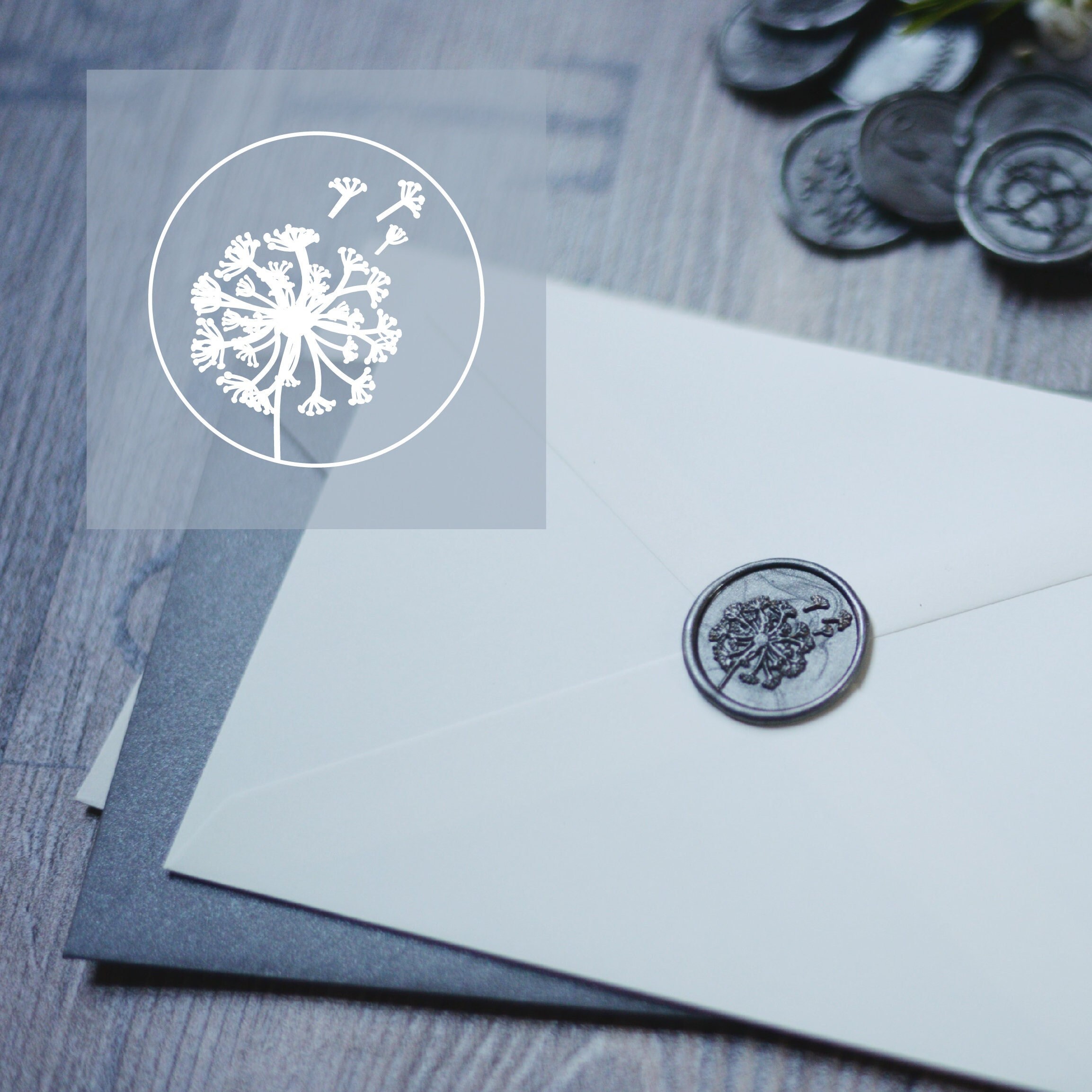 Dandelion handmade wax seal stickers, Wedding self adhesive wax seal stickers,Wax Seal Stamp