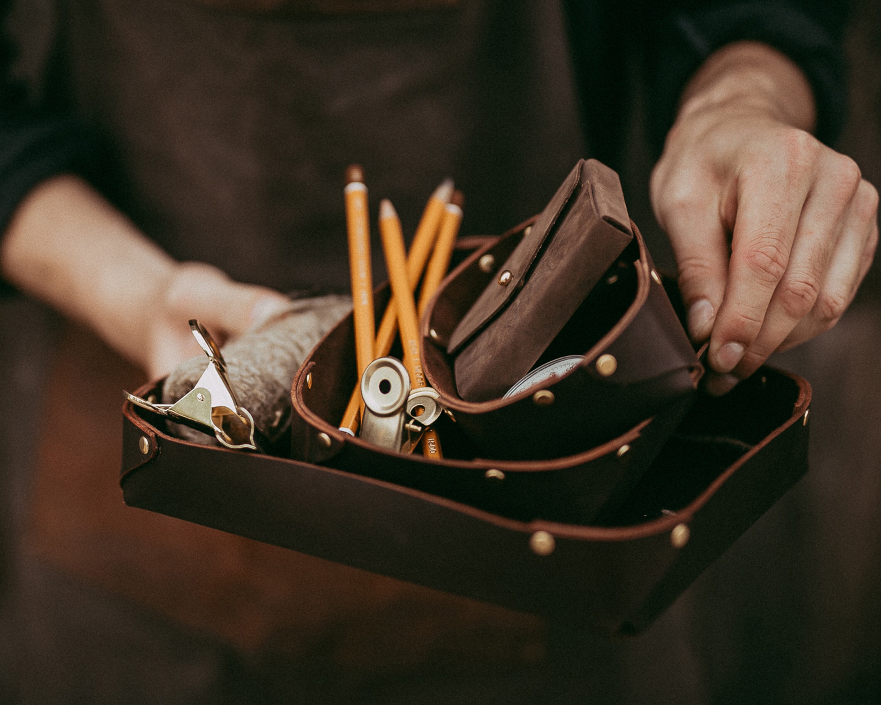 Plateau de Voiturier en Cuir Personnalisé/Capture Personnalisée Tout Organisateur Bureau Plateau Ran