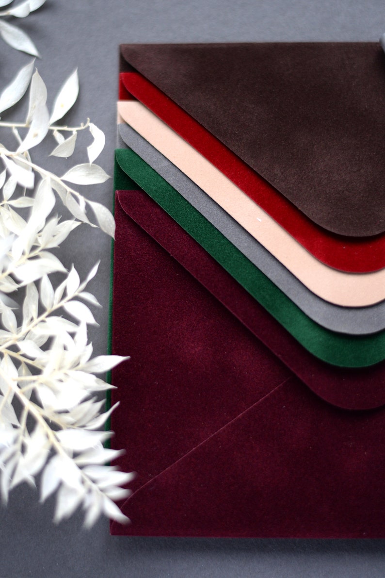 Velvet Envelope With Foil Embossed Text / Wedding Envelope / Etsy