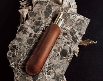 Estuche de cuero para bolígrafos/ Portabolígrafos personalizable