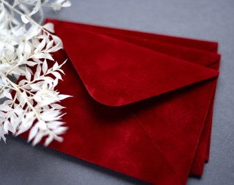 Velvet envelope  / royal red velvet / wedding envelope / C6 size/ 114x162mm / 4.5 x 6.4in/ elegant envelope / elegant gift envelope