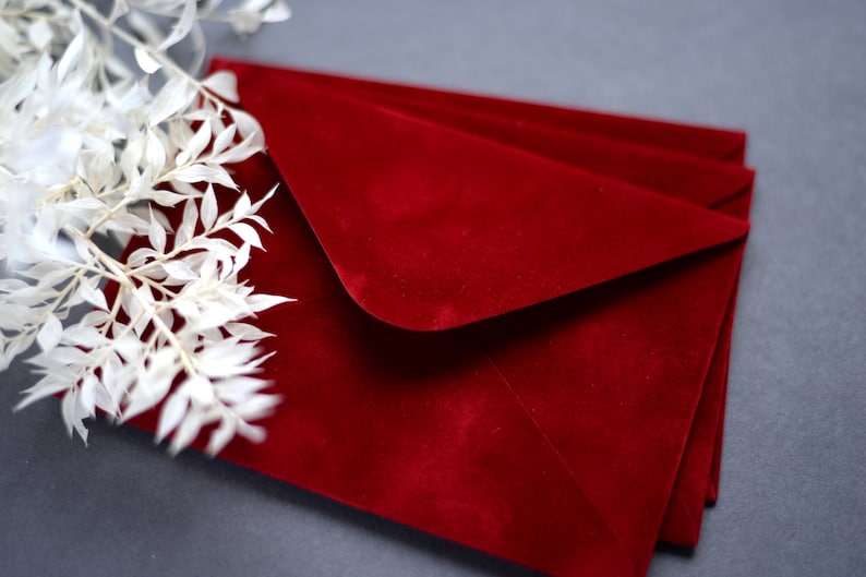 Velvet Envelope / Royal Red Velvet / Wedding Envelope / C6 Etsy