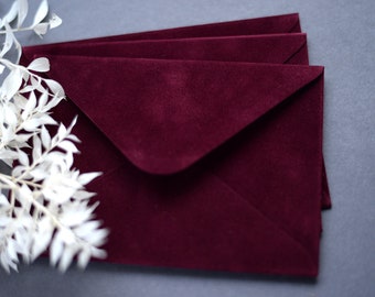 Velvet envelope  / wine velvet / wedding envelope / C6 size/ 114x162mm / 4.5 x 6.4in / elegant envelope / elegant gift envelope