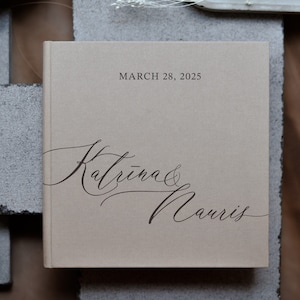 Guest book with custom design // personalized wedding guest book // Natural 4